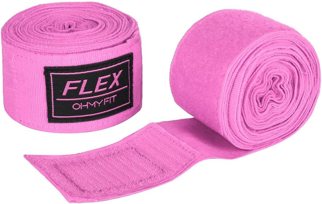 Flex Boxing Hand Wraps - 236 Inch/6M Extra Long for Premium Protection and Ultimate Performance (White, Pink, Black, Red)