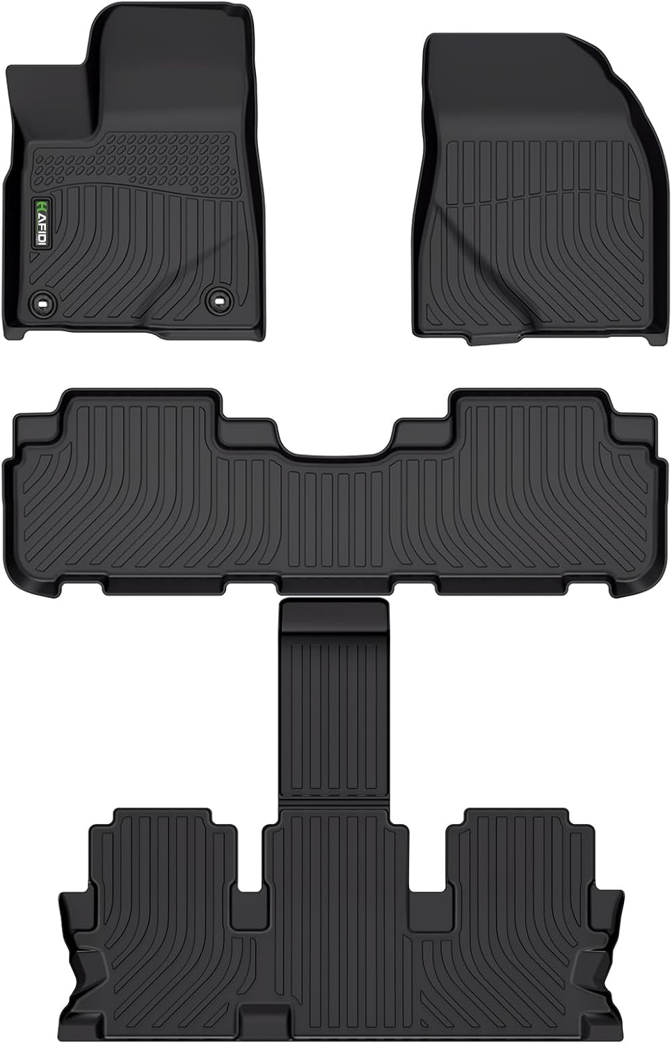 HAFIDI® Floor Mats Fit for 2014-2019 Highlander All Weather Protection TPE Anti-Slip Automotive Floor Liners, Fits 1st & 2nd & 3rd Row Full Set Custom Accessories, Black