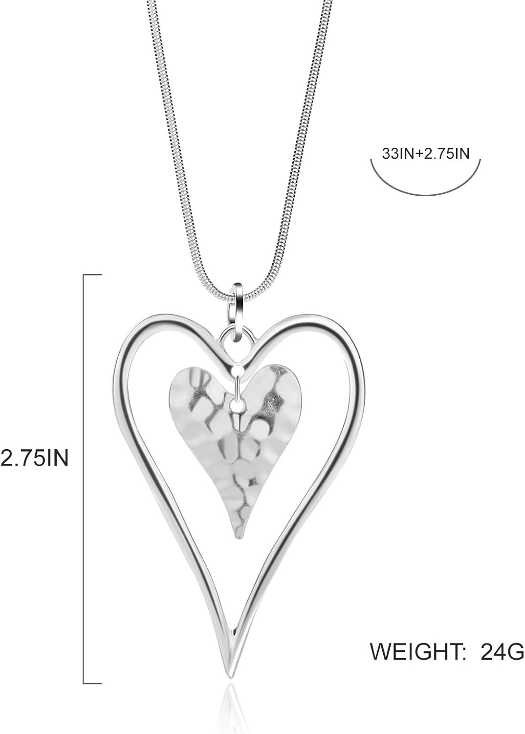 Long Heart Necklace for Women Gold Chain Pendant Y Necklace Set Statement Pendant Chic Jewelry With - Image 4