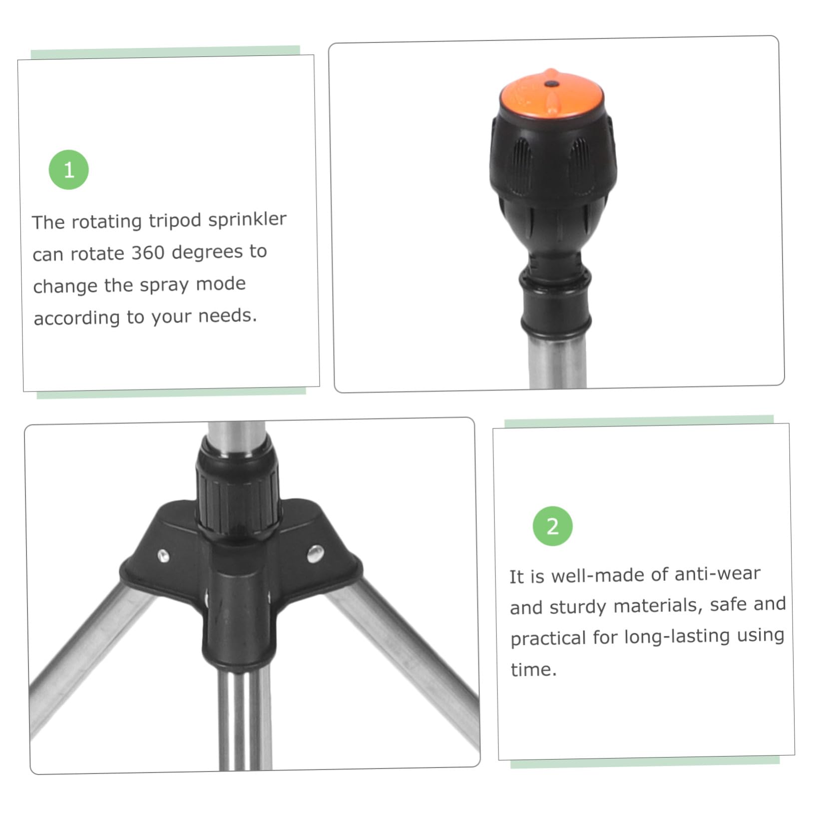 Mikikit Arroseur Rotatif à Buse Unique pour Jardin sur Trépied Extensible – Irrigation Pelouse Automatique 360 Degrés – Arroseur d'eau Réglable Solide Et Système D'arrosage Extérieur