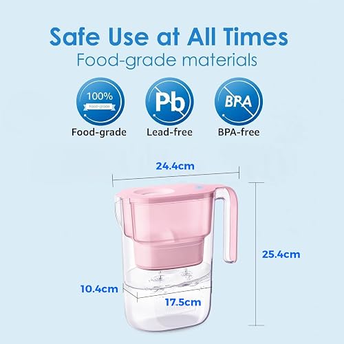 Waterdrop PT-05P Elfin Water Filter Jug 2.5L, NSF Certified, 3-Month, Pink - 7