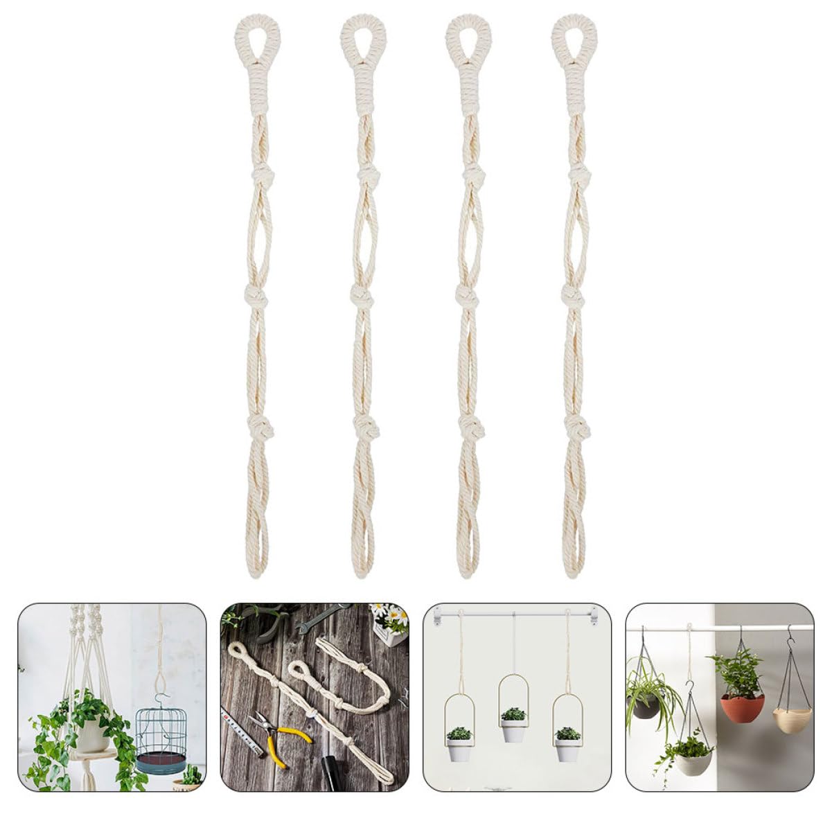 Alipis Lot De 5 Supports Muraux en Macramé pour Pots De Fleurs Robustes Et Sûrs À Suspendre Décoratifs pour La Maison 4 Pièces X 5