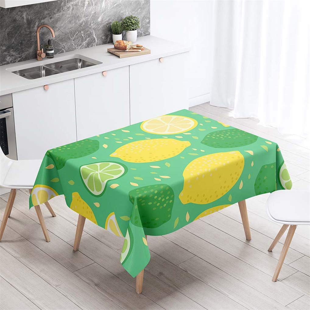PUDSIRN Tovaglia Limoni Primavera ed Estate Gialla, Tessuto in Poliestere Antimacchia Impermeabile, per Picnic in Cucina (140 * 200cm