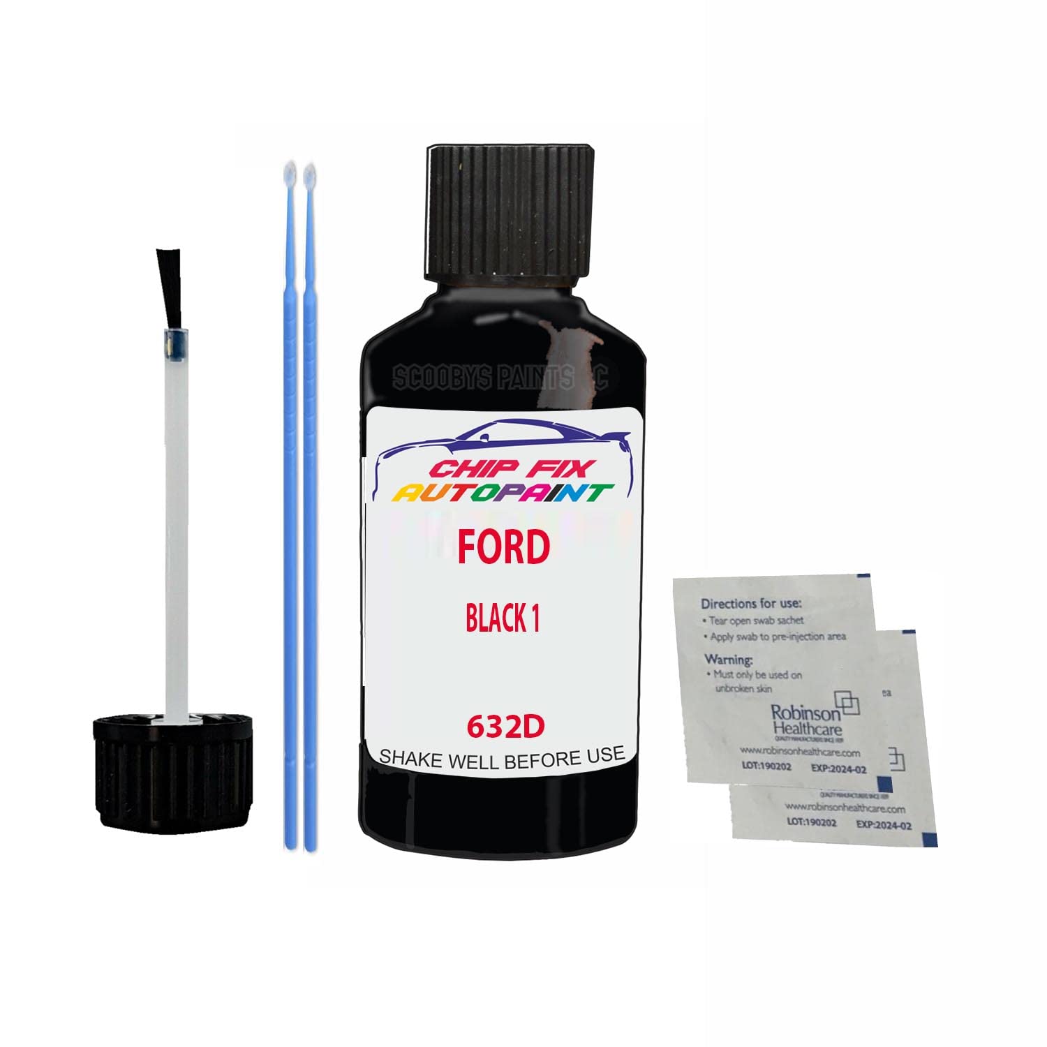 Scoobys Paints Back In The Mix Black 1 Touch Up Paint For Ford Mondeo 632D 1968-200230Ml Bottle Brush Scratch Stone Chip Repair Pen