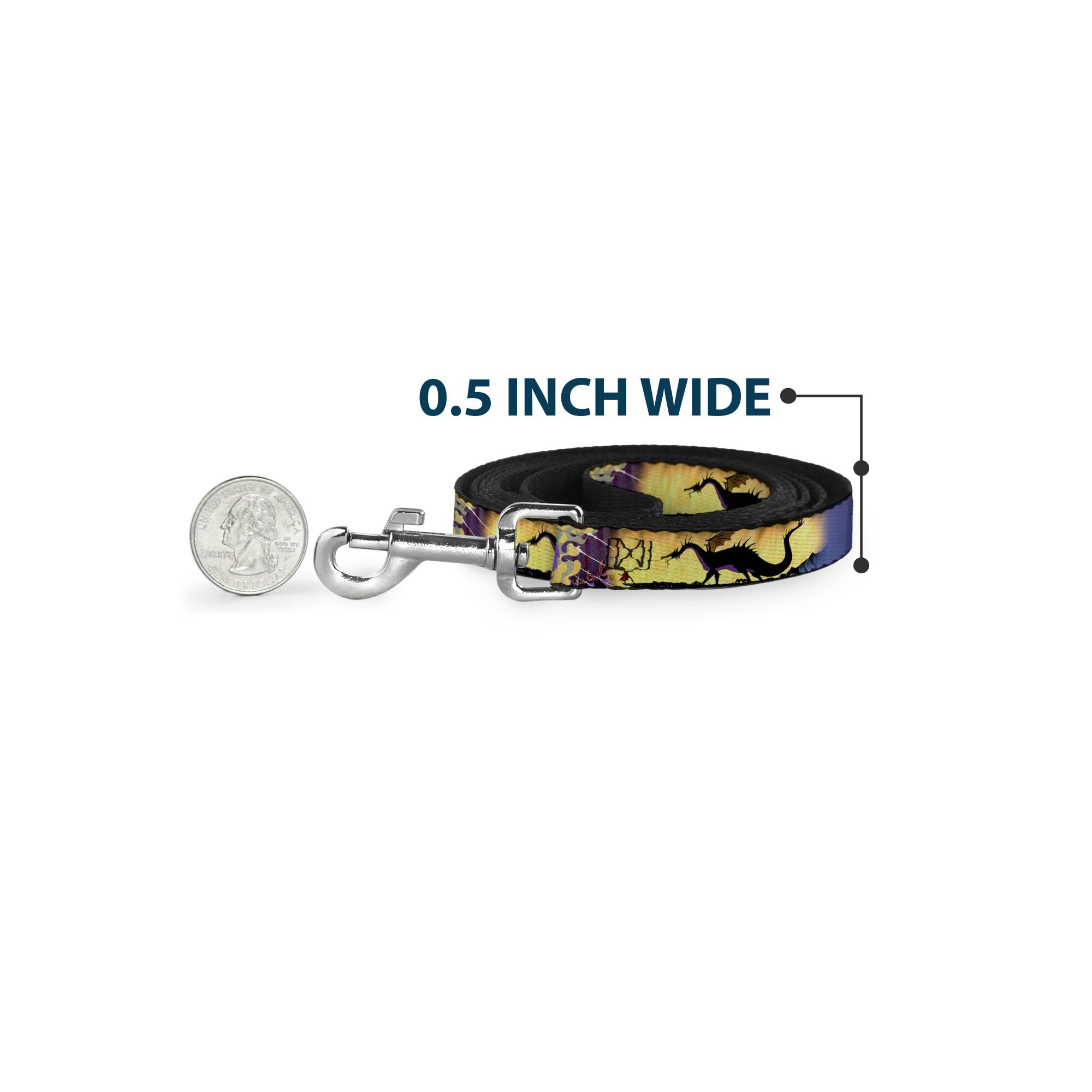 Buckle Down Correa para Mascotas con Hebilla hacia Abajo – Poses maléficos – 6 pies de Largo – 3,8 cm de Ancho