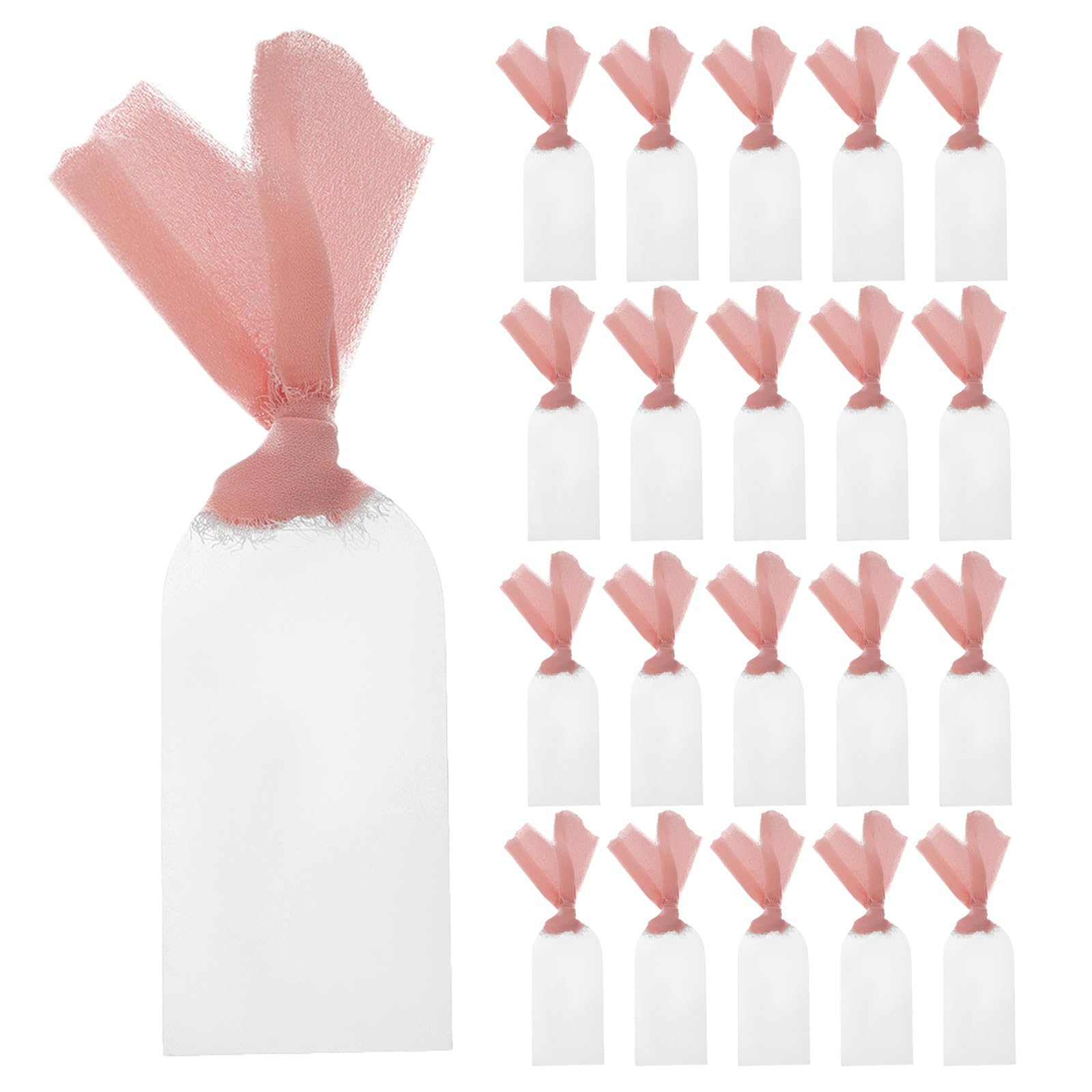 Artibetter 50 segnaposto in acrilico vuoti con nastro - 3,5x1,8" Etichette nominative trasparenti ad arco per allestimento tavoli di matrimonio, prenotazione posti, targhette con i nomi degli