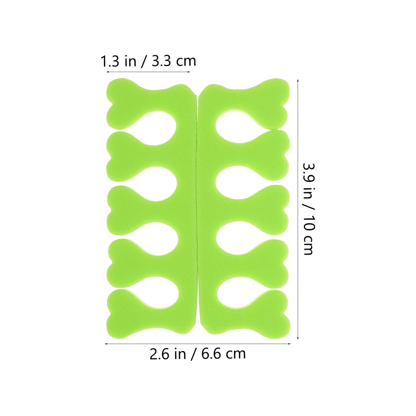 WOFASHPURET 100Pairs Green Heart Shaped Toe Separators High Density Sponge Spacers for Comfortable Pedicure Nail Care for Professional Use