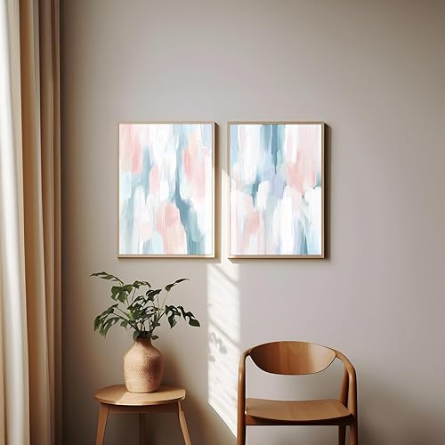 Miniatura 3 de Pósteres de color rosa para habitación, póster azul estético para sala de estar, imagen artística moderna y colorida, arte de pared rosa claro, arte