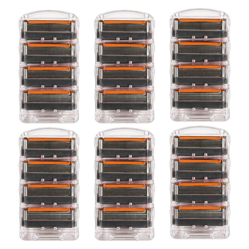 24 Pack Razor Blades for Men 5 Layer Razor Refills Compatible with GF5, Lubrication Strip & Precision Trimmer, Mens Replacement Razor Blade Cartridges, COLOR MAY VARY (Black)