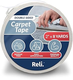 Reli. Carpet Tape | 2" x 8 Yards | Double Sided Carpet Tape for Hardwood Floors | Heavy Duty Keeps Rug in Place| Indoor/Outdoor Rug Tape for Area Rug, Laminate, Concrete | Rug Gripper (White)