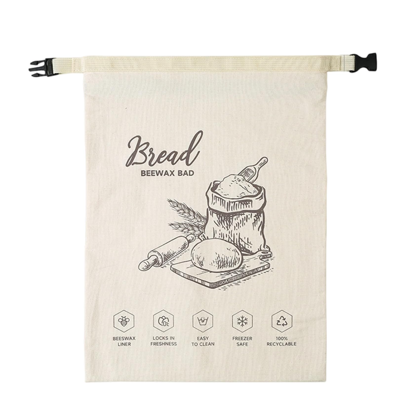 Food Safe Bees Wax Bread Container with Elastic Band Cotton Linen Bag for Homemade Sourdough Preservation Sustainable Kitchen Storage Solution