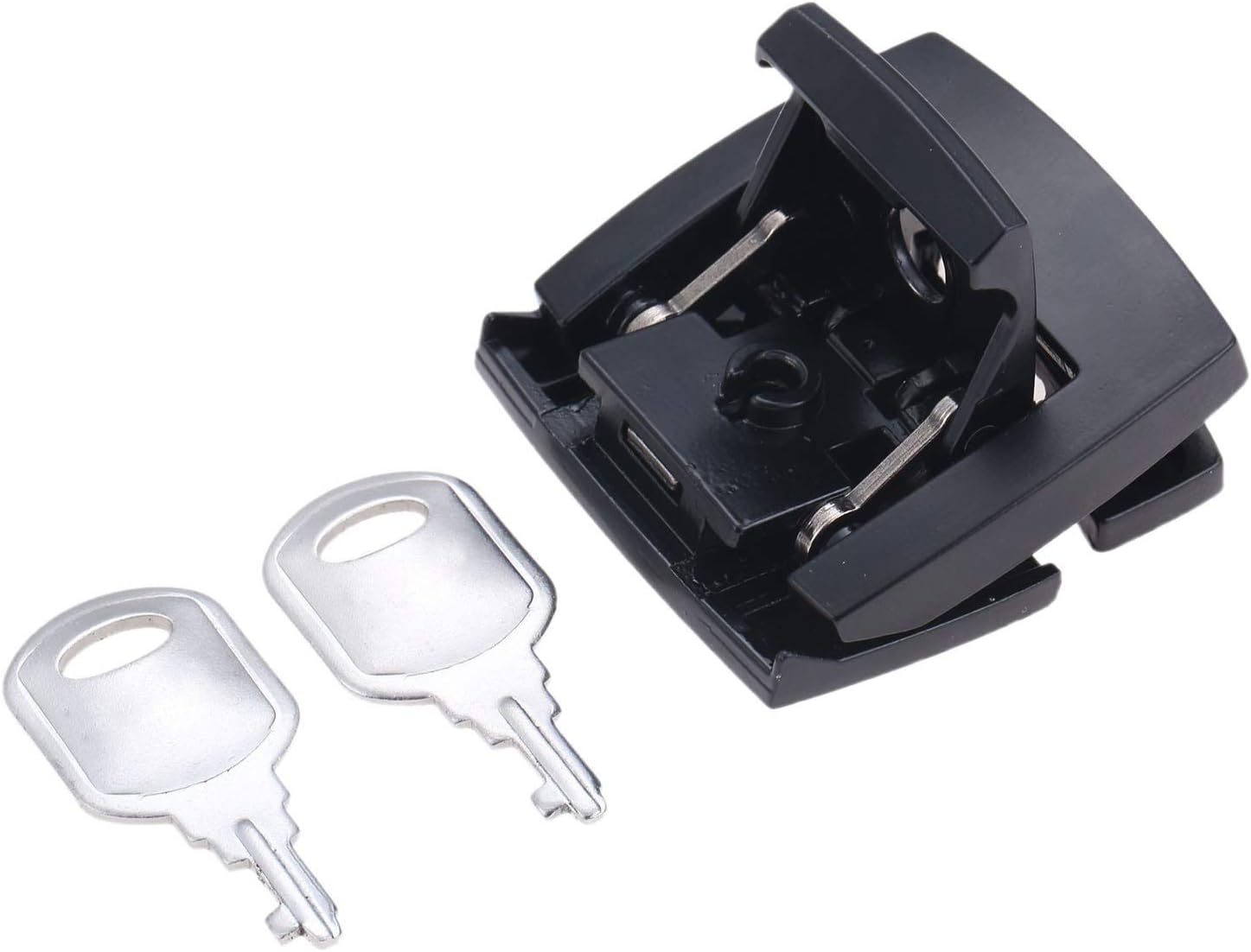 Hasp,46 * 45mm Metal Security Toggle Hasp Latch Lock with Double Keys for Cabinets Tools Box Silver/Black Industry Hardware (Color : B) (Color : B)