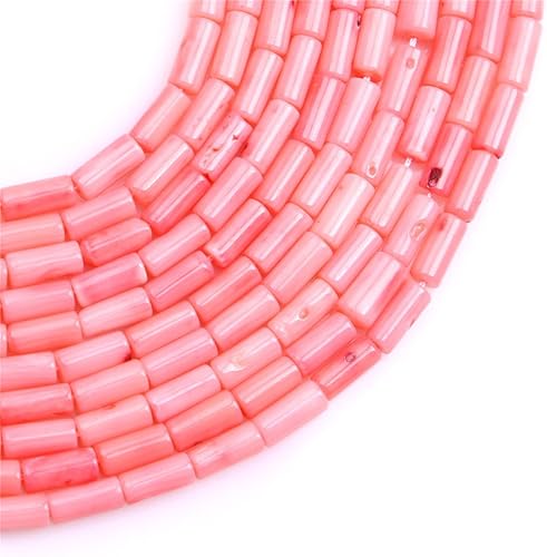 Miniatura 2 de JOE FOREMAN Columna de piedras preciosas semipreciosas de coral rosa de 0.197 x 0.394 in, cuentas sueltas para hacer joyas, suministros de