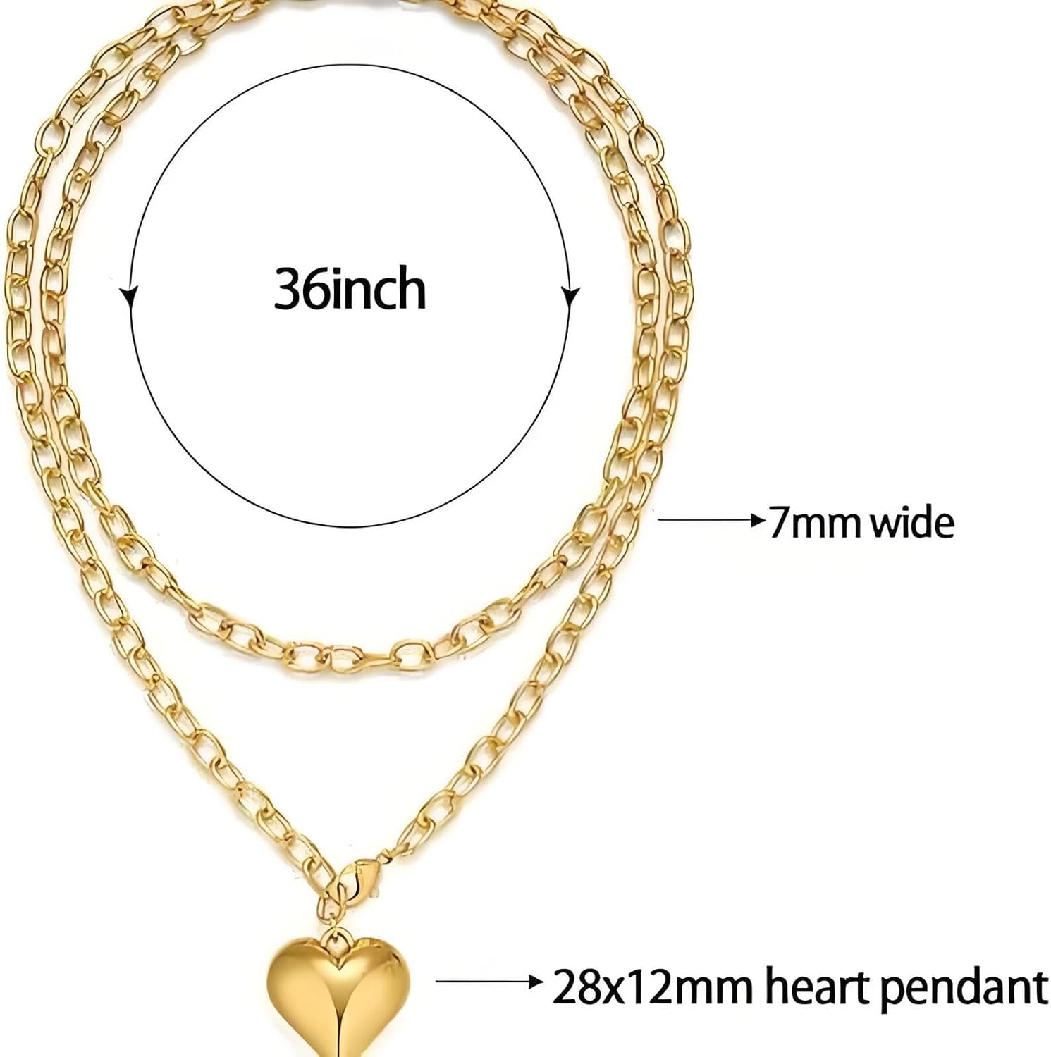 Chunky Gold Heart Necklace for Women Long Puffy Heart Necklace Non Tarnish Big Pendant Wrap Necklaces Trendy Bold Statement Necklaces Jewelry - Image 3