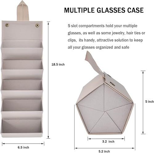 Miniatura 3 de Kenpal Organizador de almacenamiento para lentes de sol, estuche de viaje plegable con 5 compartimentos de ranura para múltiples gafas