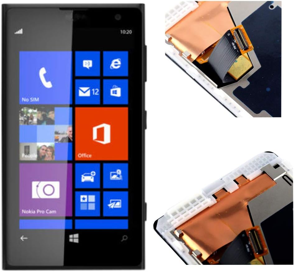 Assembly Replacement for Nokia Lumia 1020 LCD with Glass Touch Screen Tablet Repairs Part with Frame 4.5'' Black