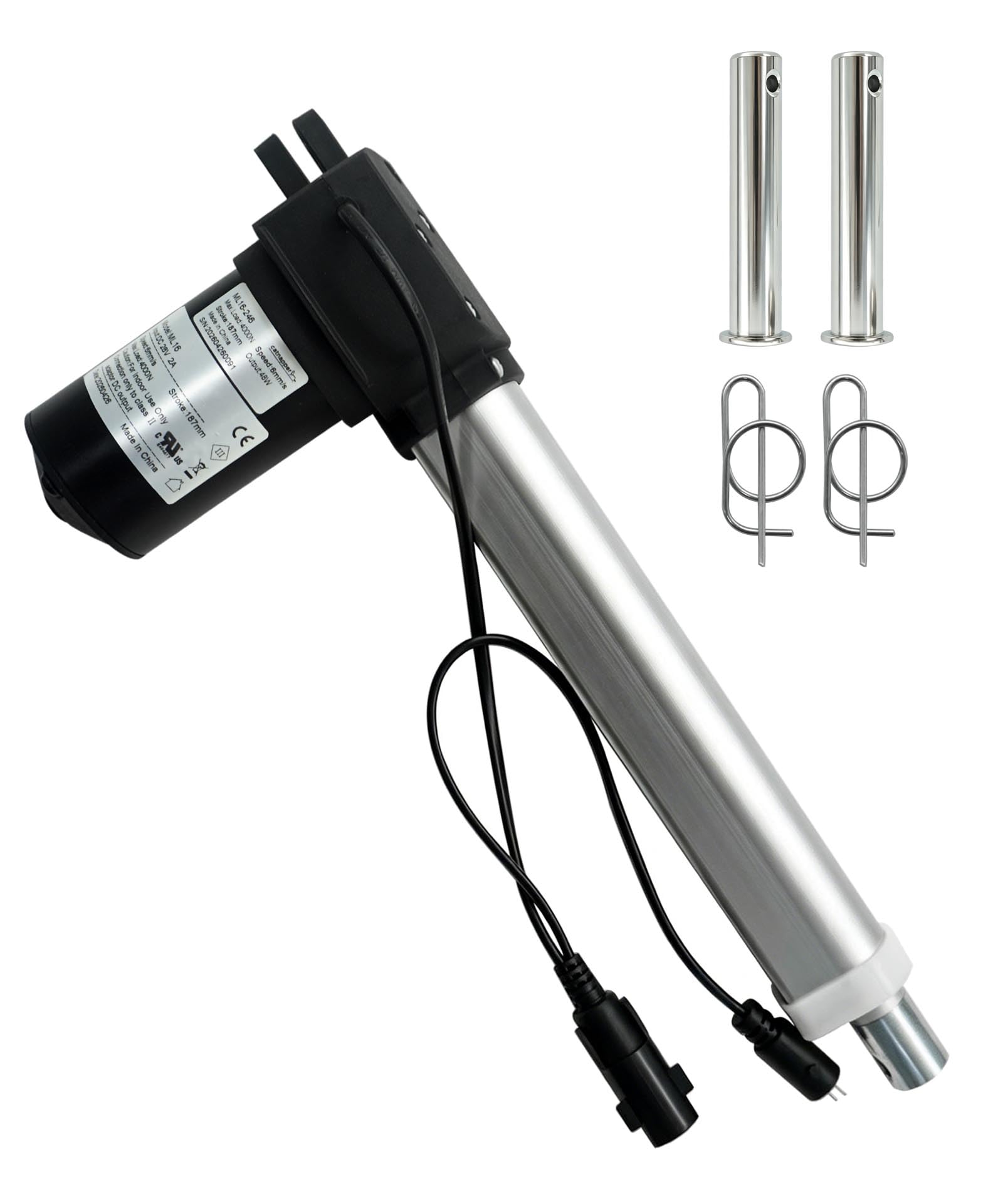 ML16-246 Electric Recliner Motor Actuator, 187mm Stroke Mulin ML16-246A Linear Push Rod Replacement, Compatible with Catnapper Lift Chair, Adjustable Bed, Functional Sofa and Massage Seat