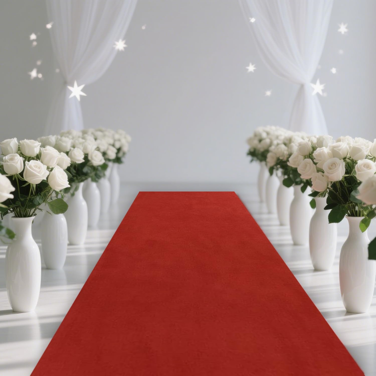 Extra Thick 1000 GSM Non-Slip Rubber Backed Red Carpet Runner – Heavy-Duty 3x10 ft Aisle Rug for Weddings, Proposals, Hollywood-Style Runways & Party Decorations