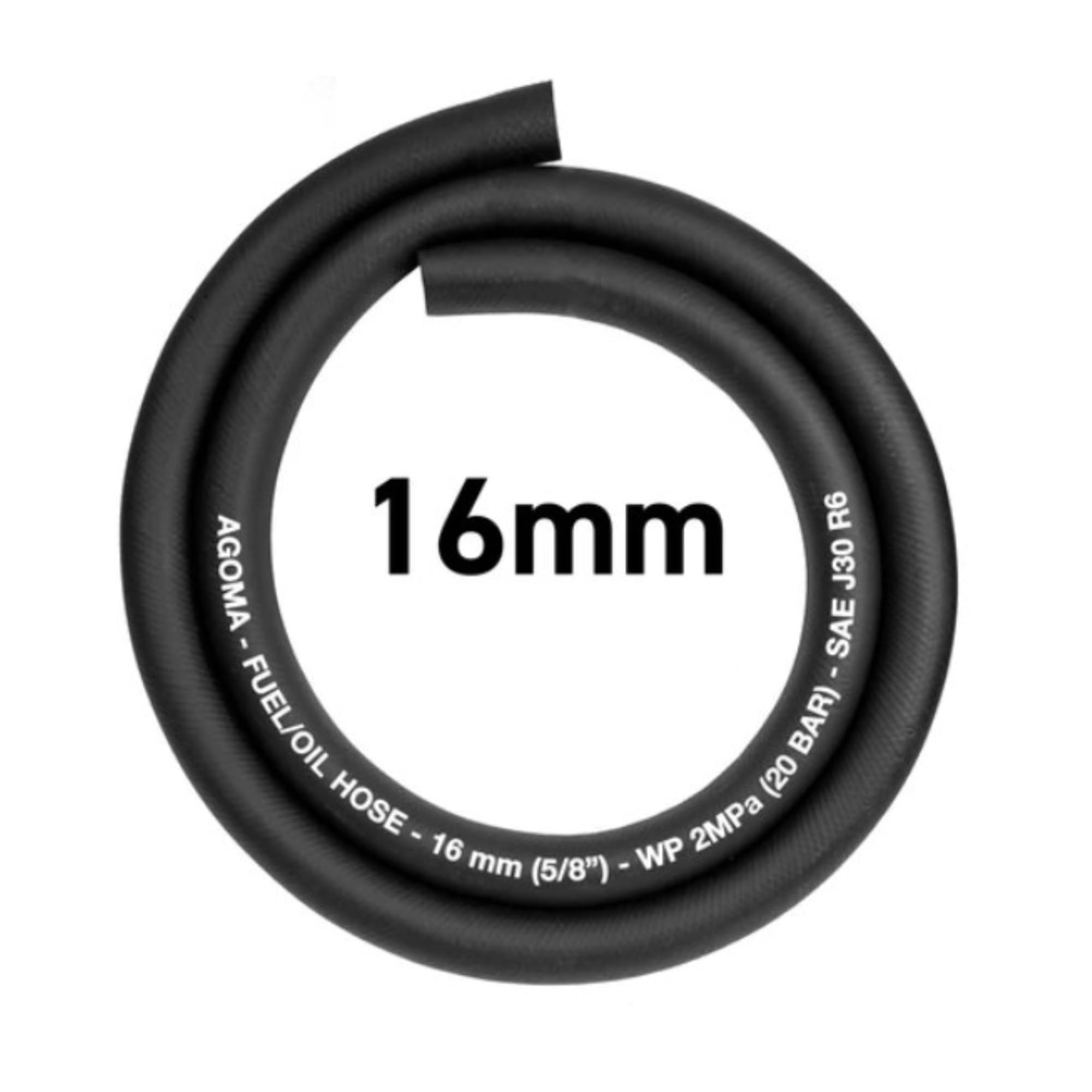 16mm x 5meter Fuel Hose - Reinforced Rubber Hose for Fuel, Diesel, Petrol, Water - Oil-Resistant Flexible Pipe for Engine Fuels, Industrial Use