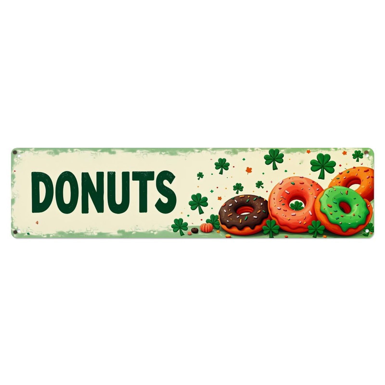 Donuts With Shamrock Pattern Metal Tin Sign Plaque