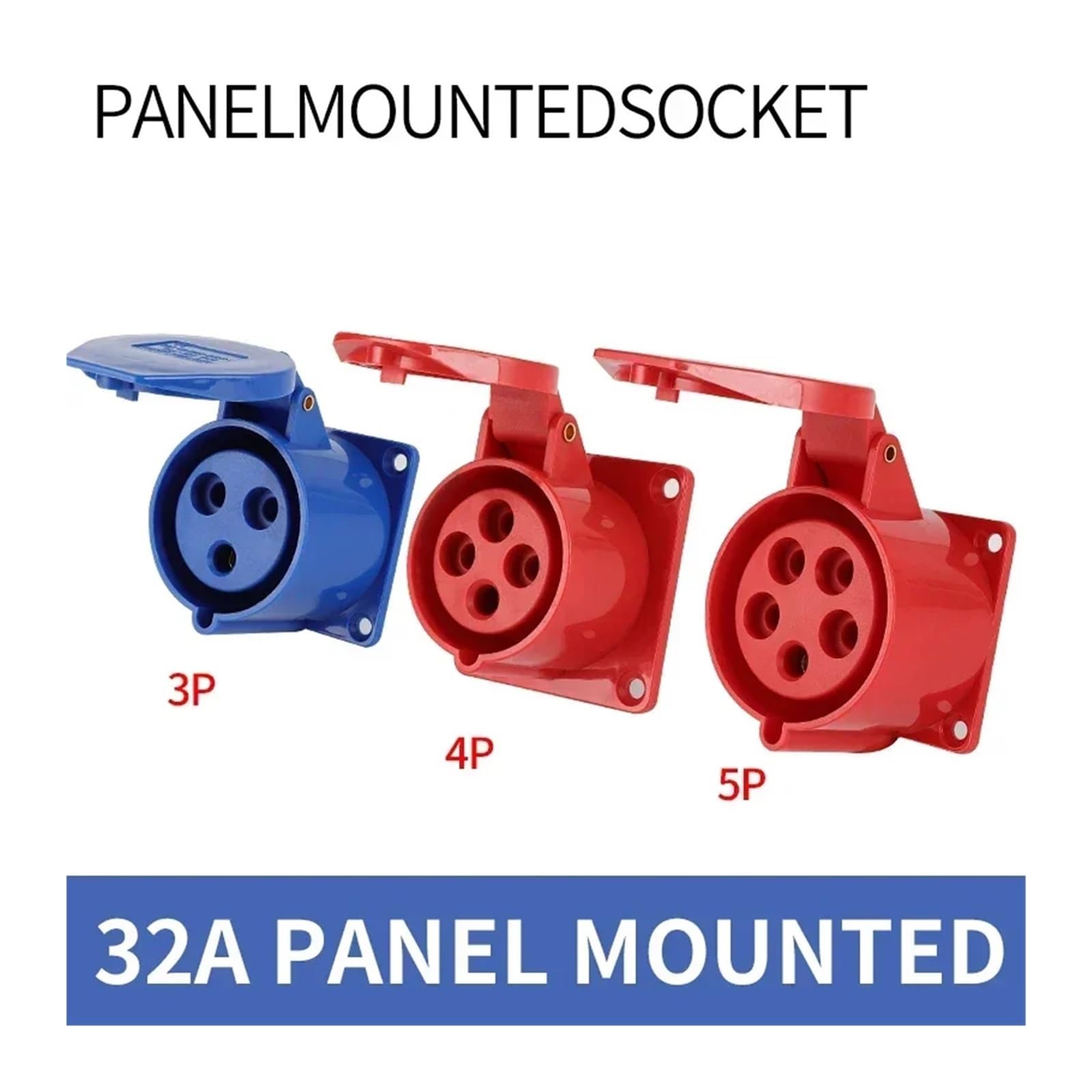 5 connettori elettrici maschio e femmina impermeabili IP44 16A/32A, 3P/4P/5P, spina industriale ad alta potenza 380V (32A Panel Mounted,5pin)