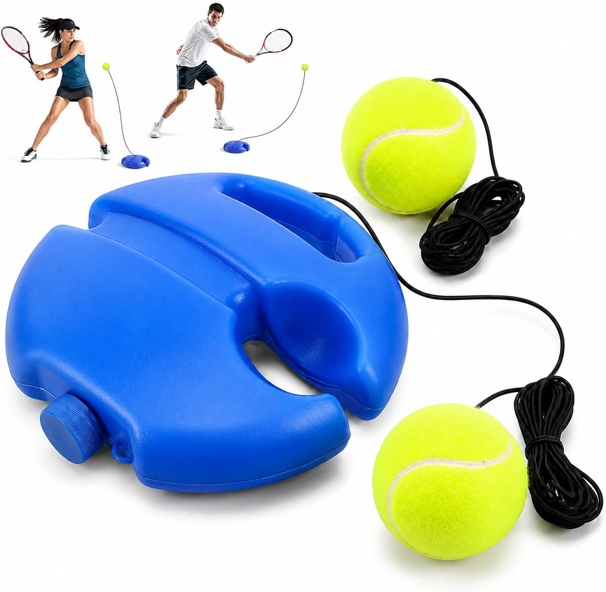 NUOBESTY 1 Set Tennis Trainer Rebounder with String Balls Training Device for Beginners Portable Practice Equipment Indoor Outdoor