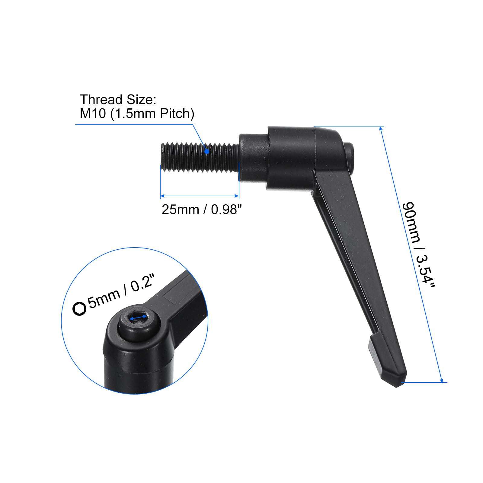 Manopole per leva di serraggio M10 x 25 mm acciaio al carbonio nero QUARKZMAN