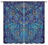 UUZ Hypnotic Shamanic Acid Blackout Curtains, Mystic Indian Hippie Bohemian Abstract Texture Pattern
