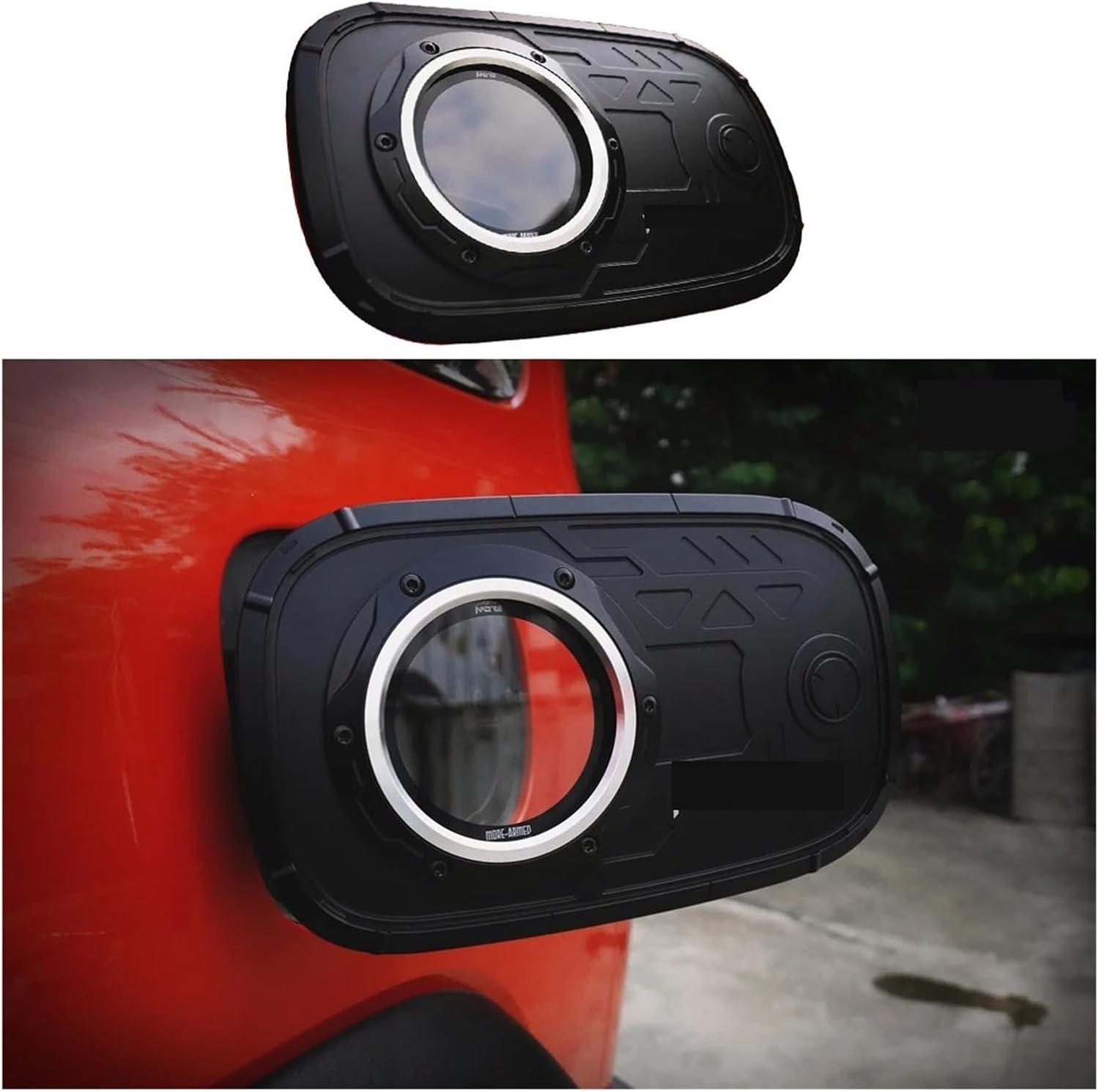 Gas Cap, Transparent Tempered Glass Oil Tank Cover Cap Car Fuel Tank Cap Cover Aluminum Magnesium Alloy Black Compatible For Tank 300 19-24 TK1035