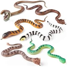 EOIVSH 6pcs Fake Snakes - Realistic Rubber Snakes Keep Birds Away - Snake Toys Set with King Cobra, Rattlesnake etc - Great for Halloween Prank Props