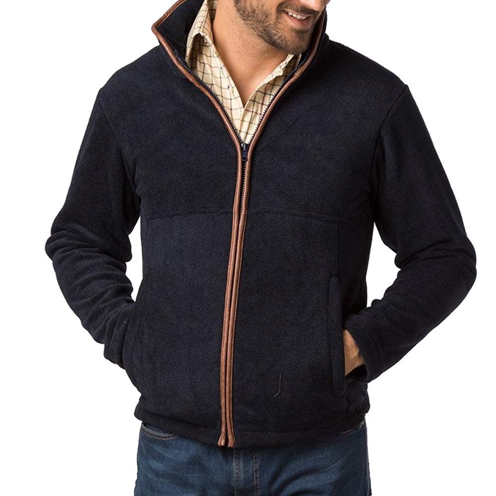 Rydale Men's Navy Harpham Autumn Winter Mid Layer Warm Full Zip Fleece Jacket Coat