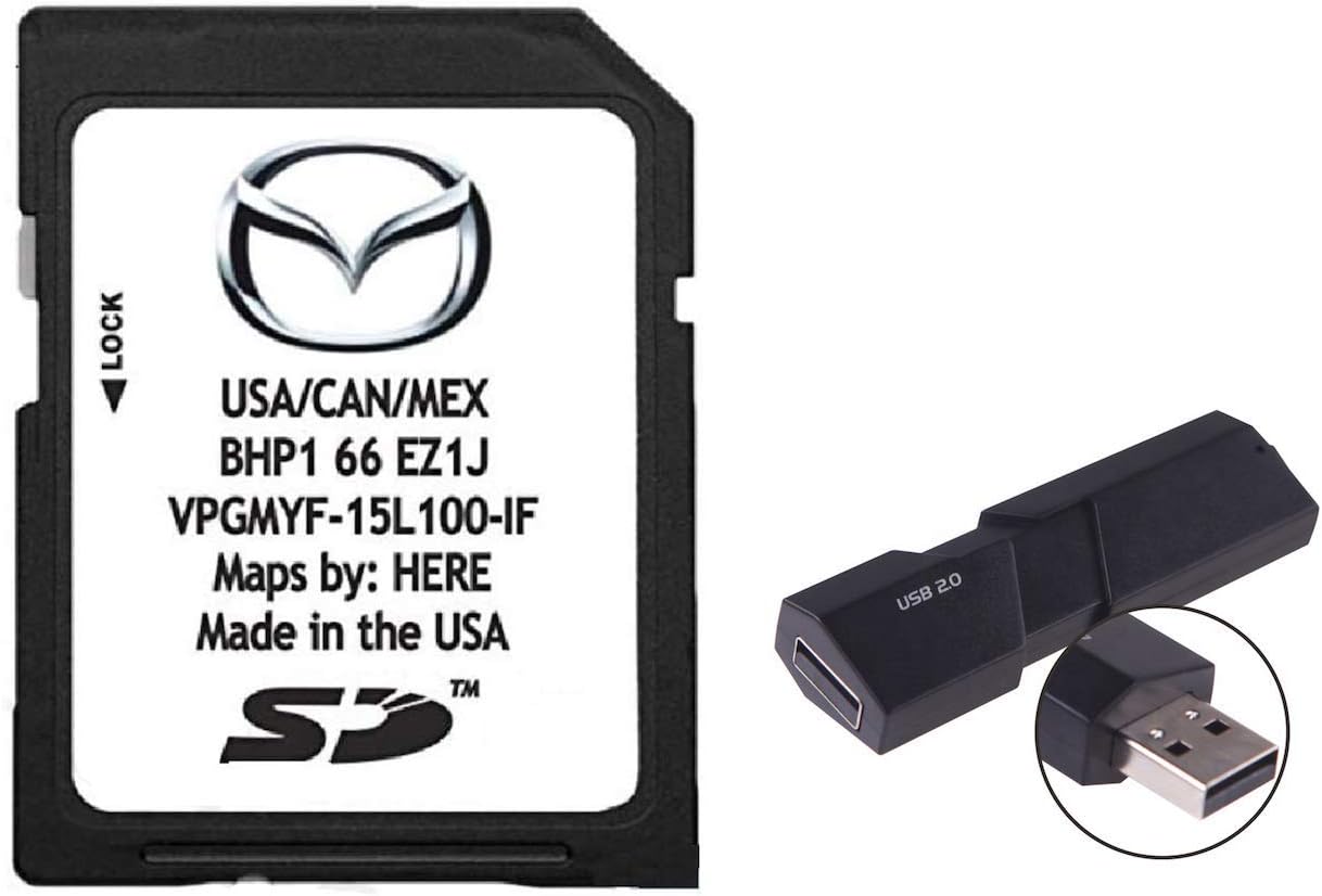 GPS Navigation SD Card BHP166EZ1J Newest 2020-21 US/Mexico/Canada + South America Maps Compatible with Mazda 3 6 CX-3 CX-5 CX-9 MX5 EZ1J Update GPS with USB Adapter