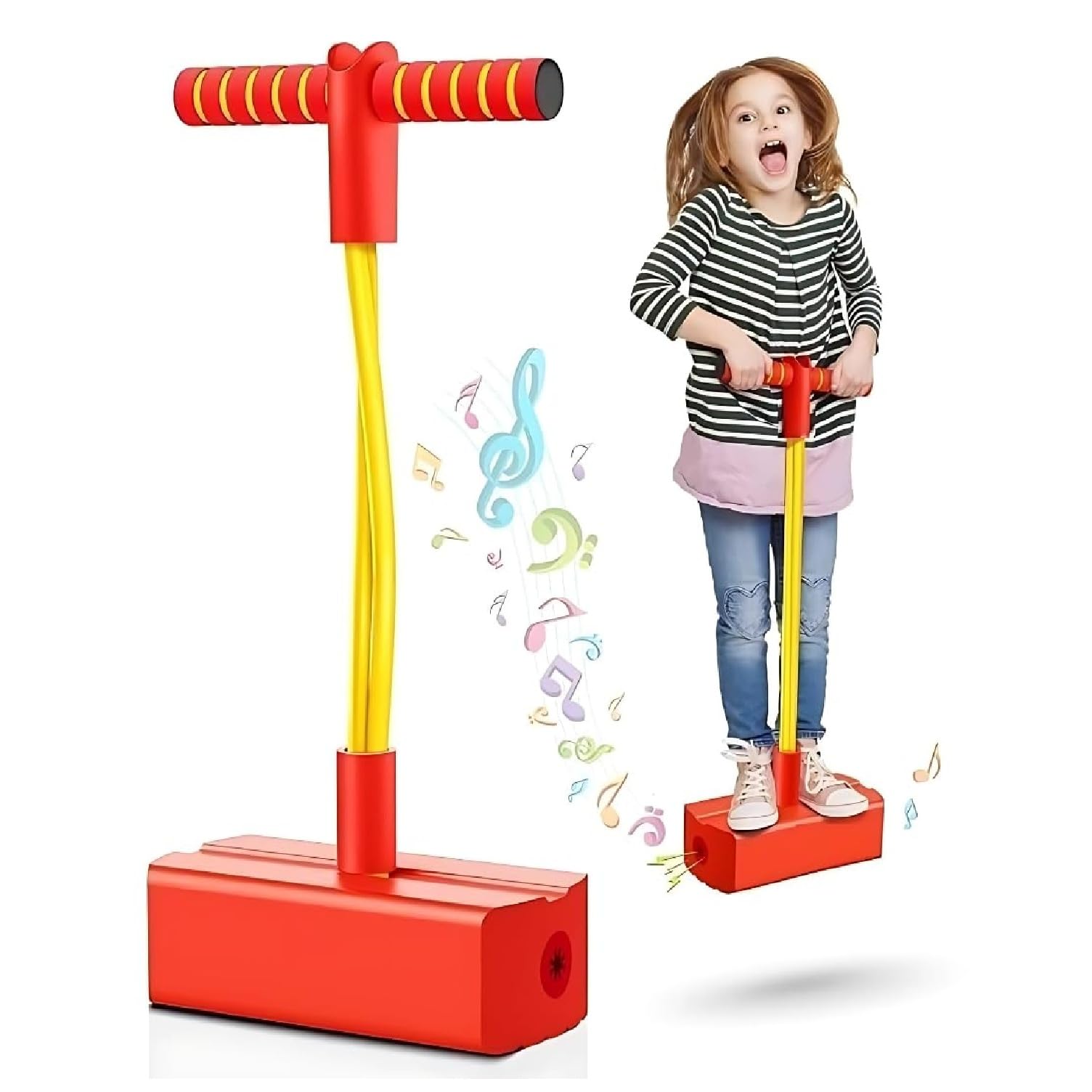 CRIYALE Pogo Jumper for Kids Fun & Safe Pogo Stick for Toddler | Durable & Bungee Stick for Age 3 & up, Support up to 250lbs | Jumping Promote Growing Taller Makes Squeaky Sound Improve Balance (Red)-image-37