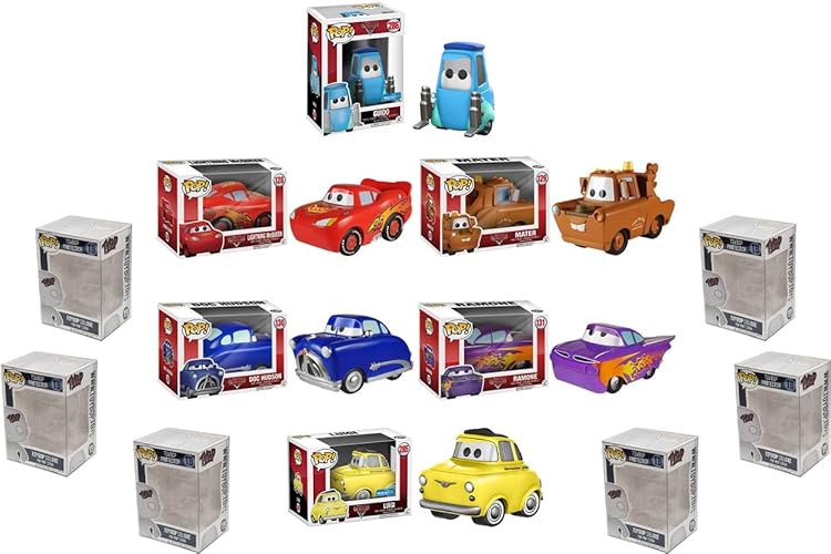 Funko Disney Pixar Cars + Protector: Pop! Animation Vinyl Figure (Bundled with ToyBop Box Protector Collector Case) (Set of 6) - Set of 6