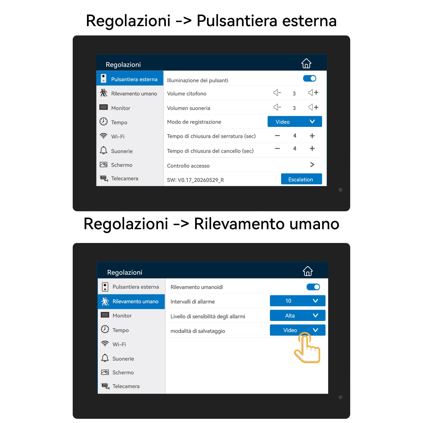 Videocitofono con monitor touch da 7 pollici, compatibile SOLO con i sistemi di videocitofonia KW02-IP7, KW06-IP7, KW02-IP10, KW07-IP7-kit 1080P