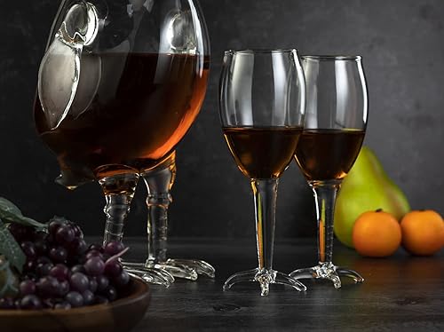 Miniatura 6 de Cock - Decantador de pollo de 16.9fl oz para whisky y vino con 2 vasos de whisky, por The Wine Savant, decantador de vidrio de gallo para whisky,