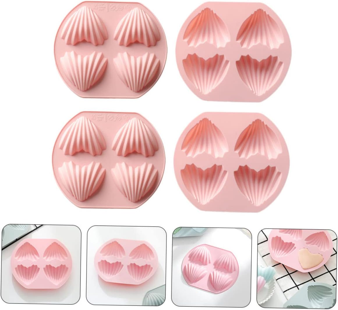 Cabilock 4Pcs Heart Shape Silicone Baking Molds Non Stick Cavity Cake Molds for and Desserts for Home Baking and present Giving