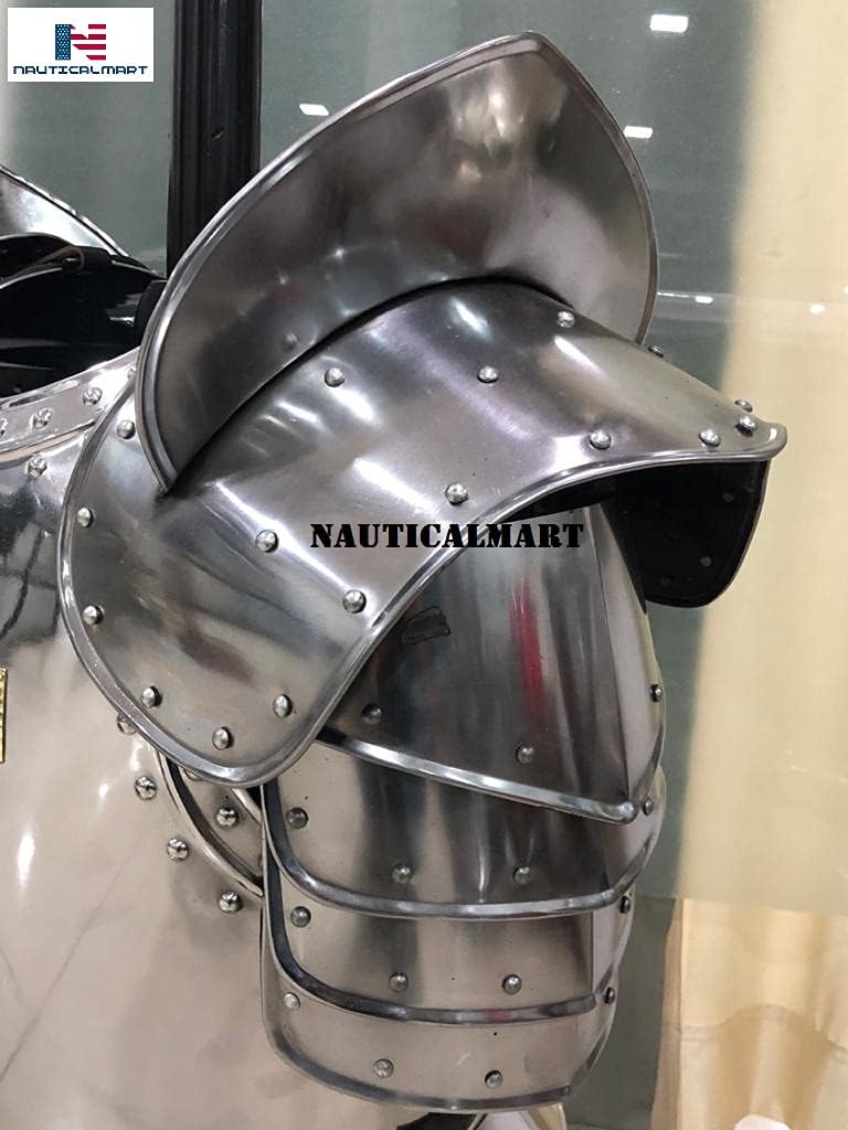Nautical-Mart Medieval Warrior Breastplate Shoulder Guard Steel Breastplate Armor Costume