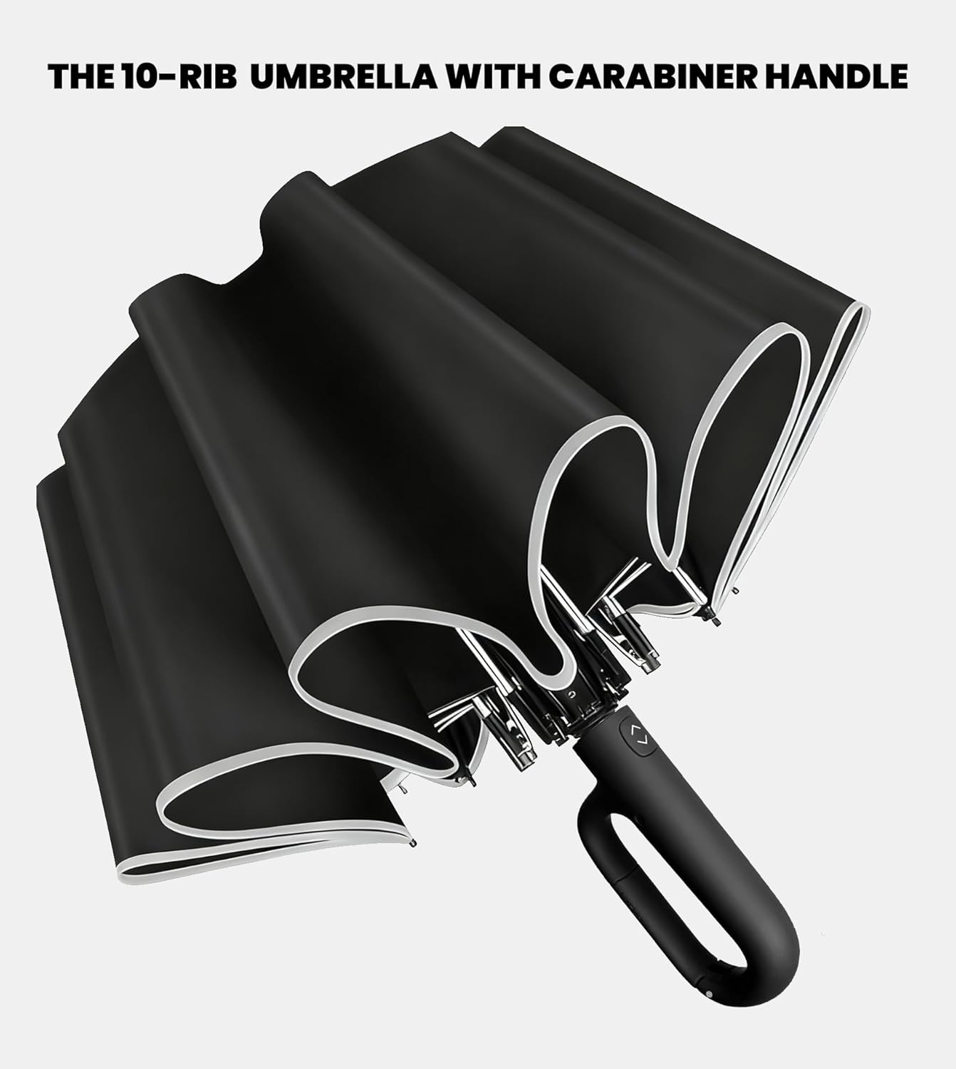 MRTLLOA 46 Inch Travel Essentials Ring Handle Umbrella, Windproof for SUN/UV and Rain with Reflective Stripe, Compact Folding Backpack Umbrella for Women Men, 10 Ribs - Image 10