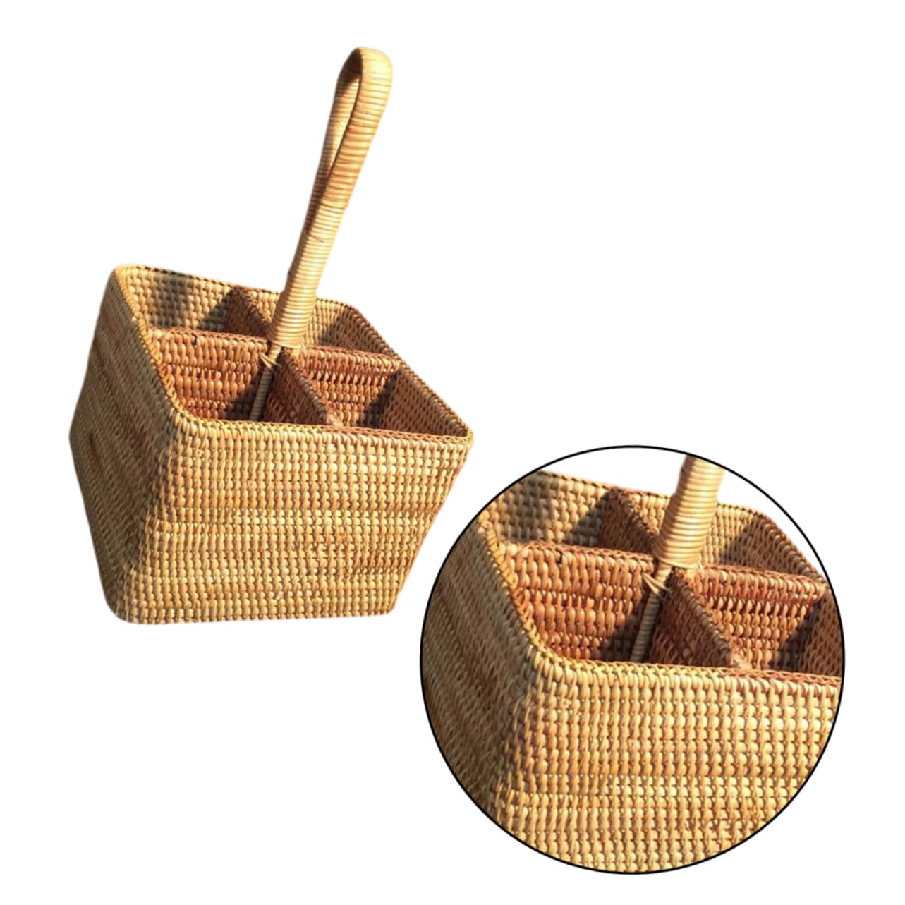 SOLUSTRE 1PC Natural Rattan Woven Storage Basket Lightweight Organizer for Kitchen Snacks Sundries Handmade Red Wine Storage Rack for Home Office Use for Tabletop Display