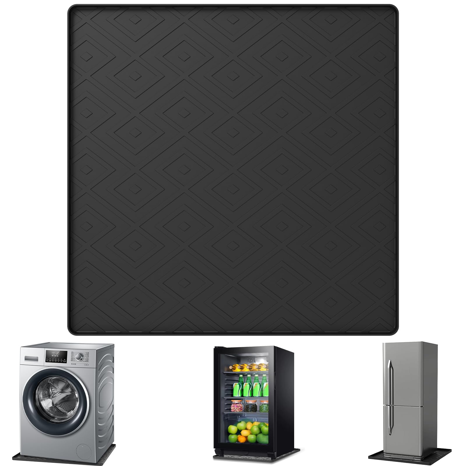 shaojian Mini Fridge Silicone Mat 50x50cm Floor Protector with 1.5cm Raised Edges, Washing Machine & Freezer Drip Tray, Dryer Drip Pan, Wine Cabinet & Coffee Machine Floor Mat