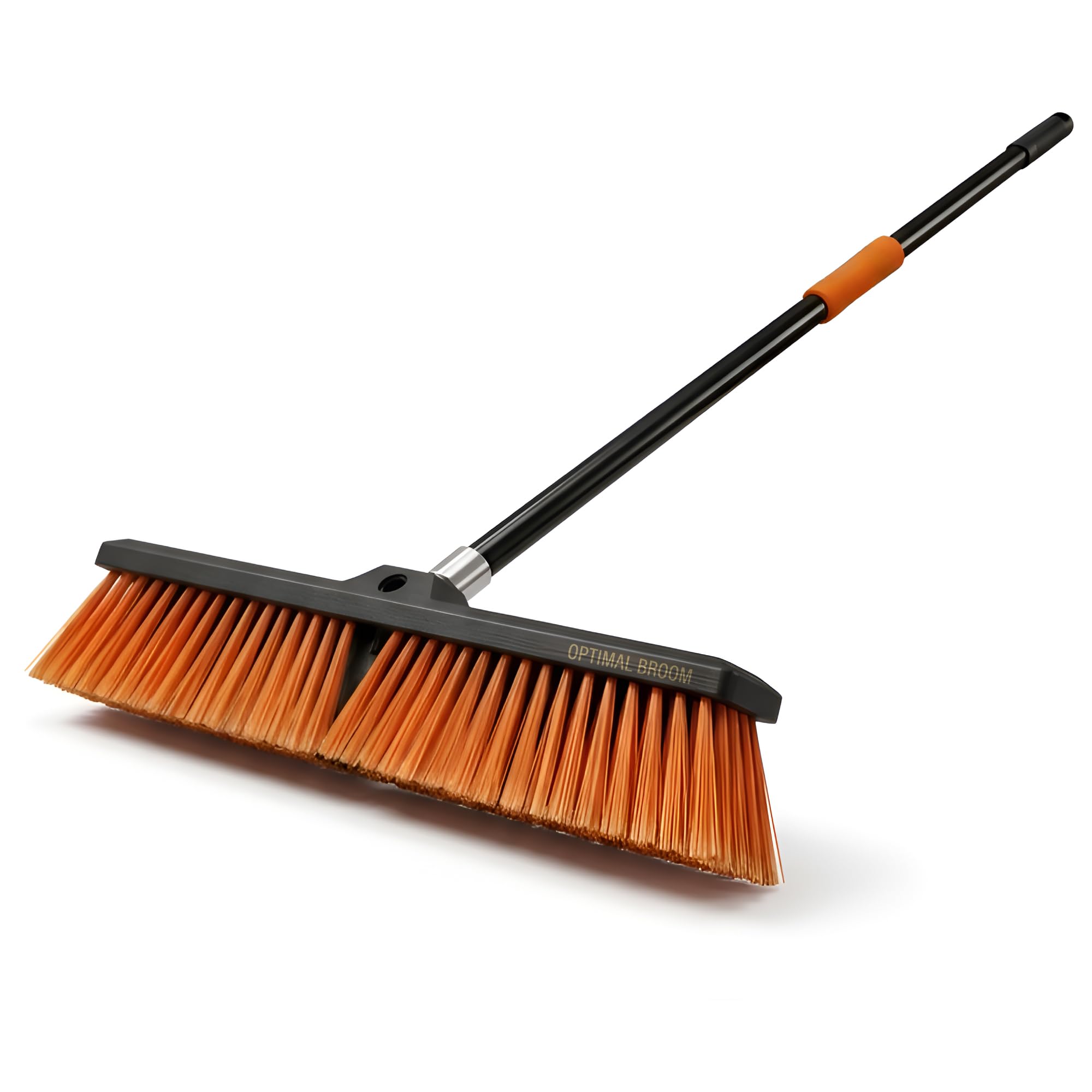 17.7 inch Garden Push Broom Outdoor for Floor Cleaning with Extendable Long Handle, Stiff Bristle Heavy Duty Broom for Bathroom, Kitchen, Tub, Tile, Patio, Deck, Concrete, Industrial