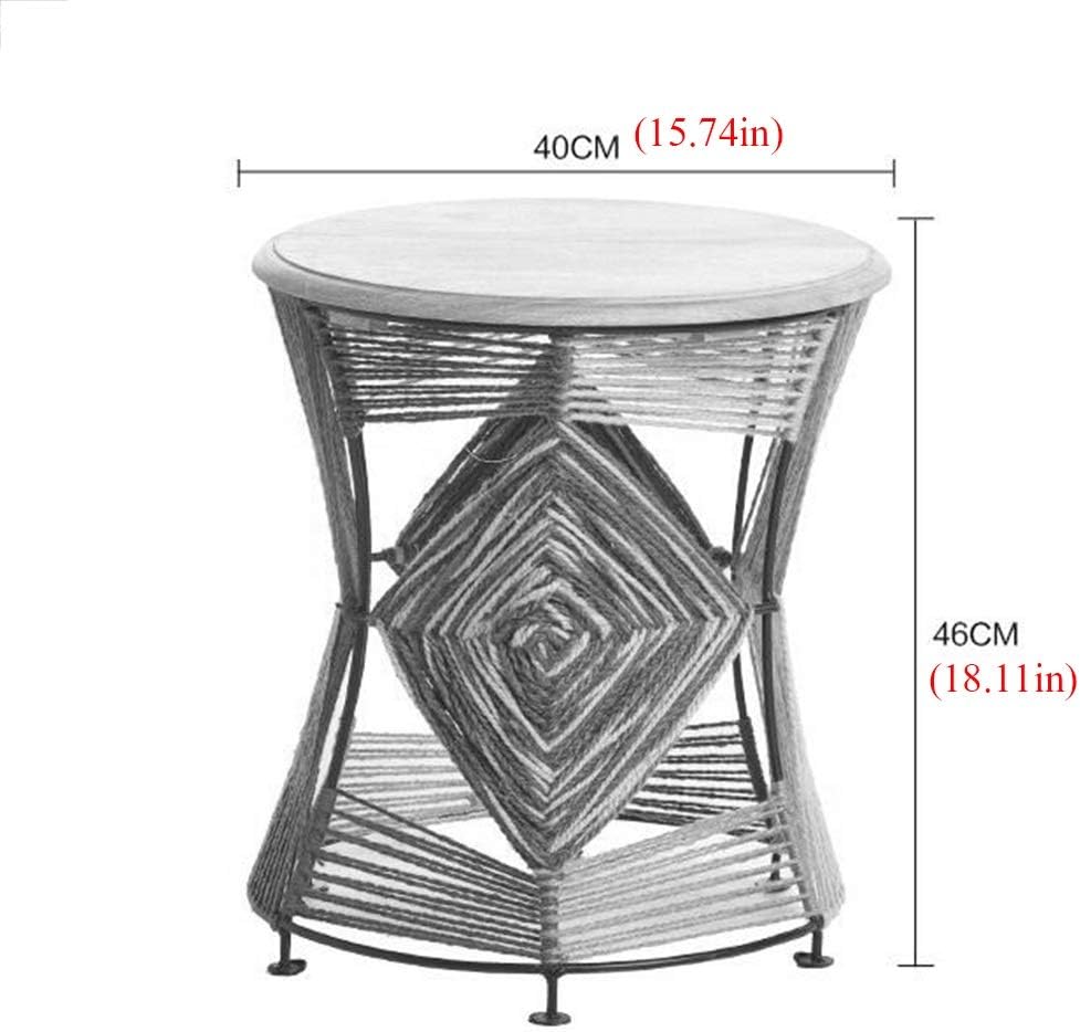 Telephone Table, Small Round Side Table,Coffee Table,Telephone Side Table,Hand Made,Sofa Side Table,Solid Cotton Line Side Table,2 Colors(Color:B,Size:15.7418.11in)