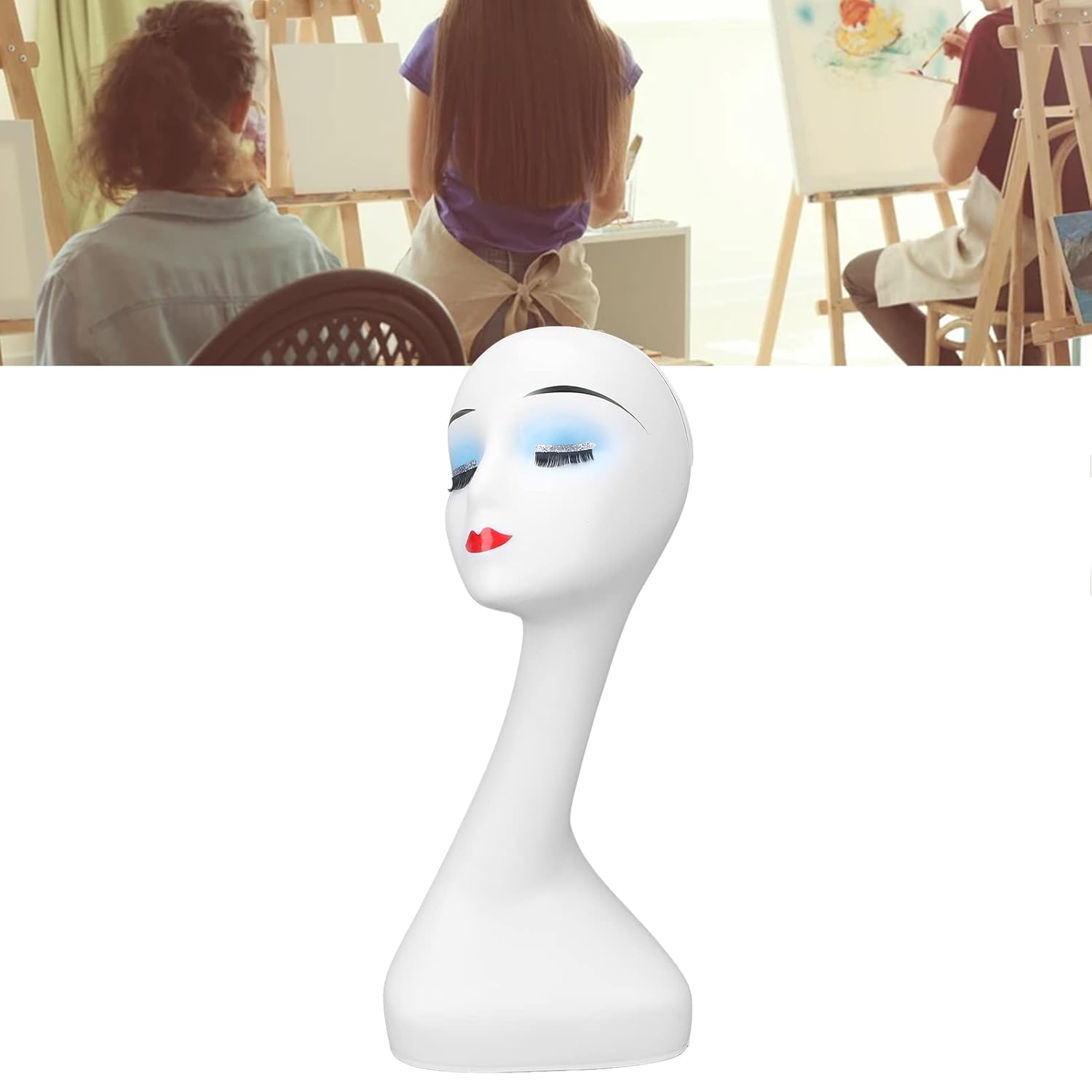 Female Mannequin Head,Women Wig Making Head Model Good Stability Elegant Appearance Odorless Wig Display Head for Hat Jewelry Wig Display