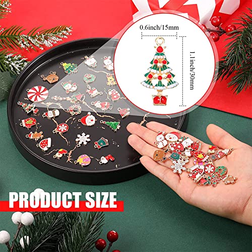 64 Pieces Christmas Charms Gold Plated Enamel Charms Christmas Pendants Snowflake Earring Charms Xmas Tree Necklace For Bracelet Jewelry Making Clothes Sewing Bags Decoration Diy Scrapbooking Supplies #TOP2