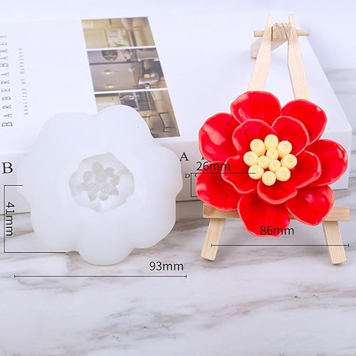 Miniatura 3 de Moldes de silicona en forma de flor de loto 3D, reutilizables, peonía, crisantemo, chocolate, jabón, fondant, pastel, postre, decoración de