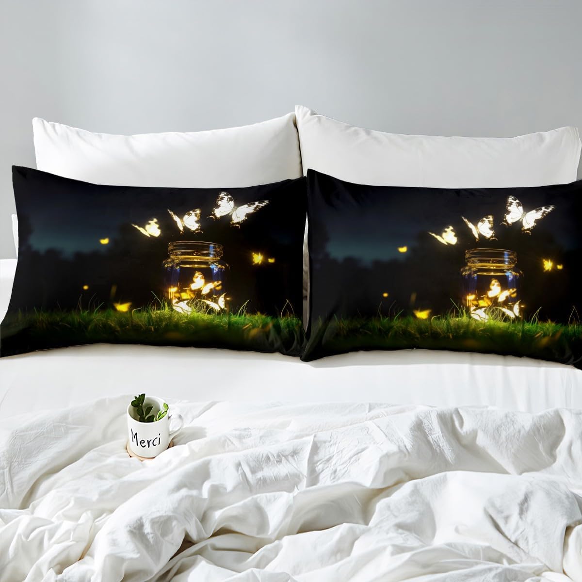 Erosebridal Kid Butterfly Duvet Cover Golden Butterfly Comforter Cover Glitter Bling Bedding Set Black Quilt Cover for Girl Lightweight 3 Pcs King Size