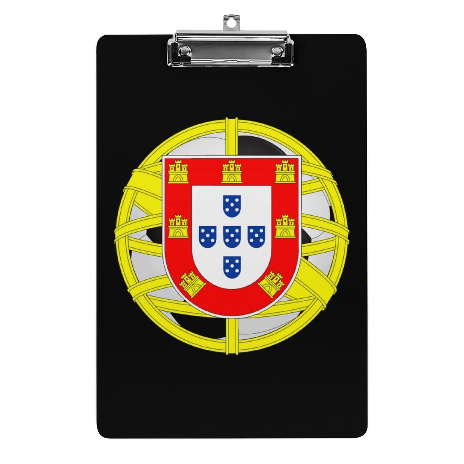Portugal Emblem Football Clipboard Acrylic Clear Clipboards with Low Profile Clip Holds 100 Sheets A4