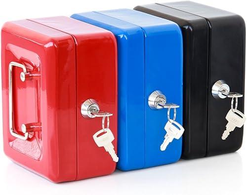 Vista 76 de Decaller - Caja de efectivo metálica con bandeja de dinero, con cerradura de llave para seguridad, rosa, mediana, 23,8 x 19,8 x 8,89 cm Rosa/Rebel