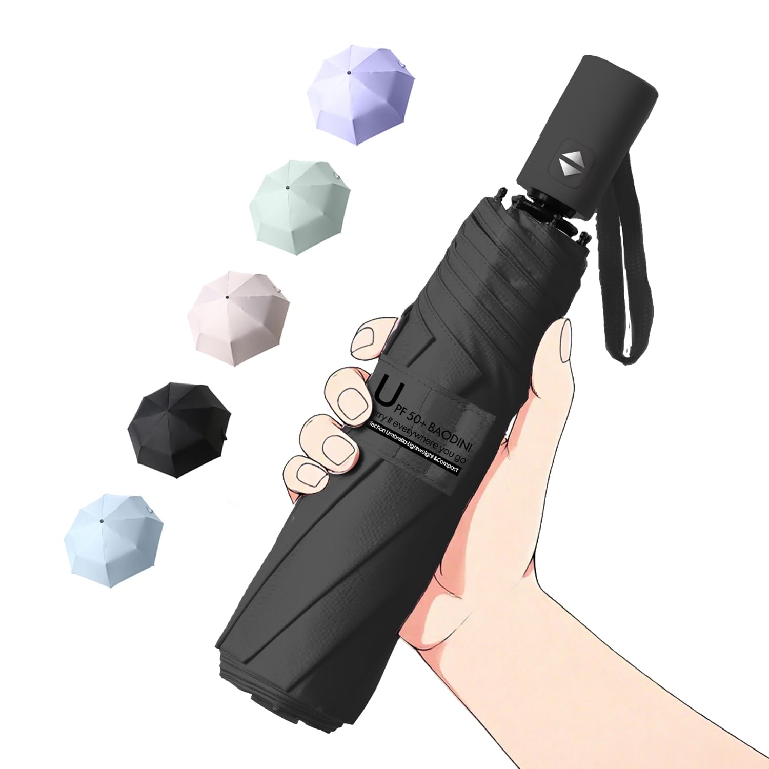 Small UV Protection Travel Umbrella Compact for Rain and Sun UPF 50+ Windproof Portable 42 inch Umbrella for Women and Men-image-41